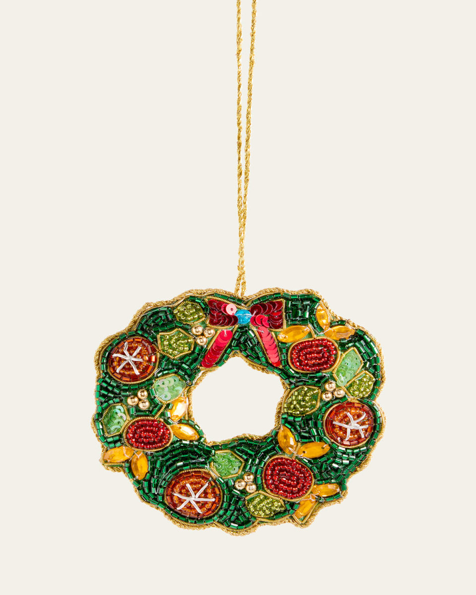 Beaded Wreath Christmas Ornament